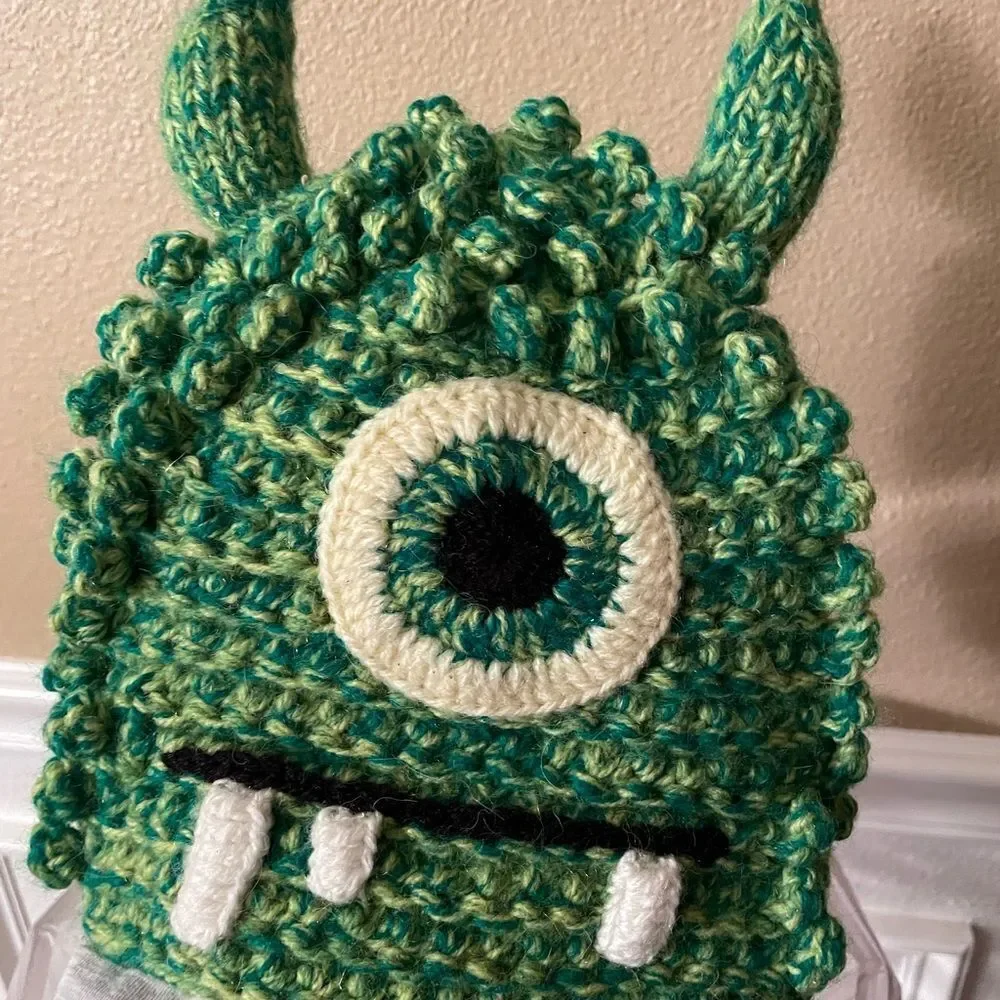Andes Gifts Kids Hand Crocheted Monster Hat Ages 5-8